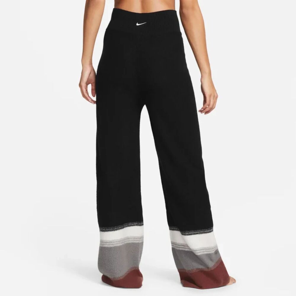 Nike Yoga Pants Therma-FIT ADV Knit Wool Black Wide Leg Womens L Rare